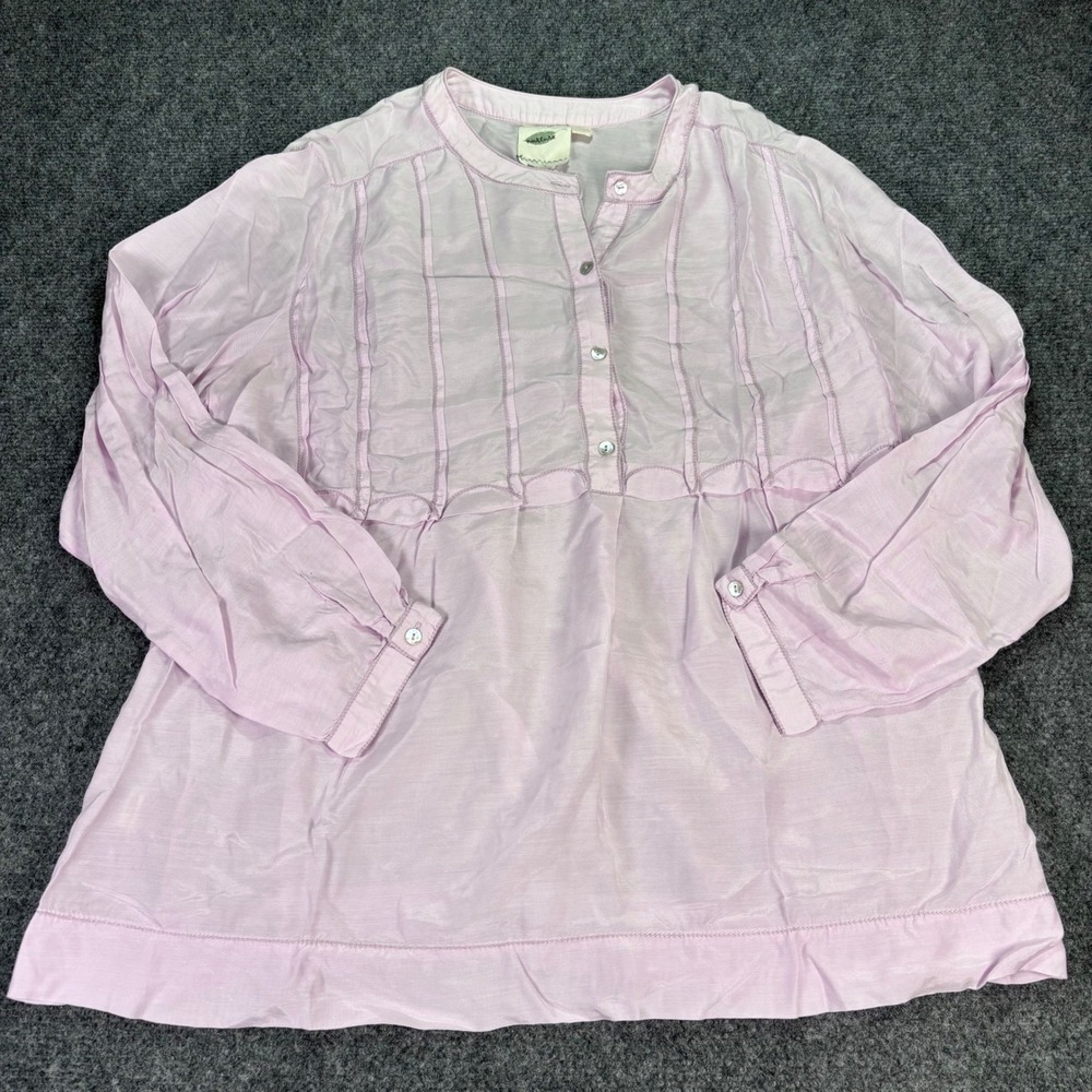 Nurture Blouse Womens Large Lavender Pink Silk Blend Pintuck Pleated Boho Top